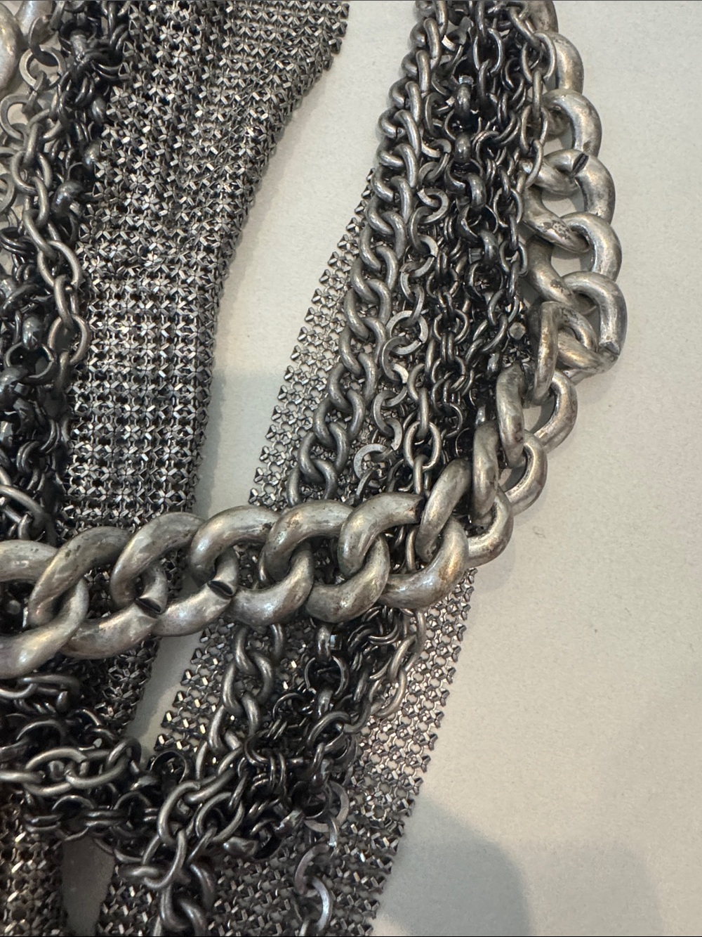Multi-Chain Silver Statement Necklace - Picture 3 of 3